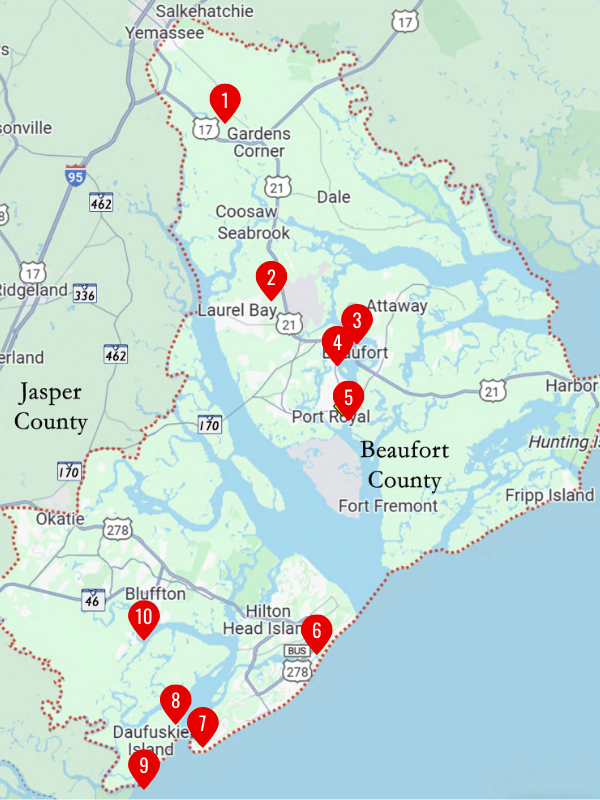 Beaufort 250 Map of Historic Sites Beaufort 250 Map of Historic Sites in Beaufort County, SC